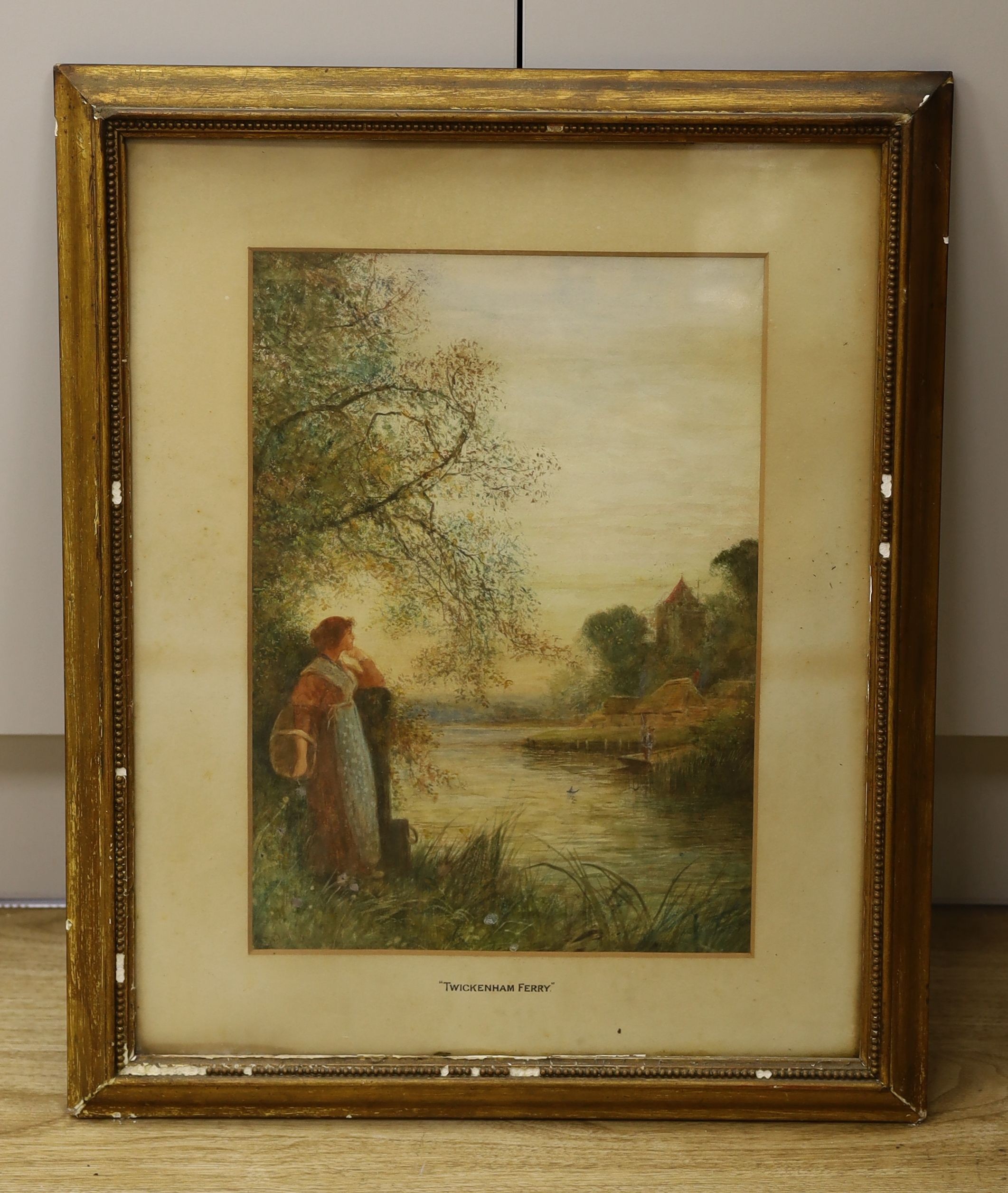 Attributed to Frederick Hines (Exh. 18801897), watercolour, 'Twickenham Ferry', signed, 37 x 27cm